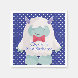 Yeti feiert Jungen abscheulichen Schneemann Geburt Serviette