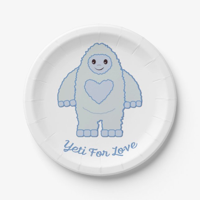 Yeti für Liebe Pappteller (Vorderseite)