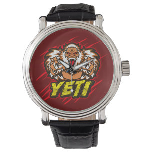 Yeti Men's Vintager schwarzer Lederstreifen Armbanduhr