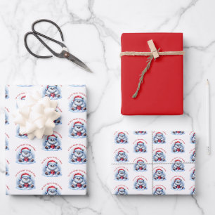 Yeti mit Geschenk – Nicht öffnen Geschenkpapier Set