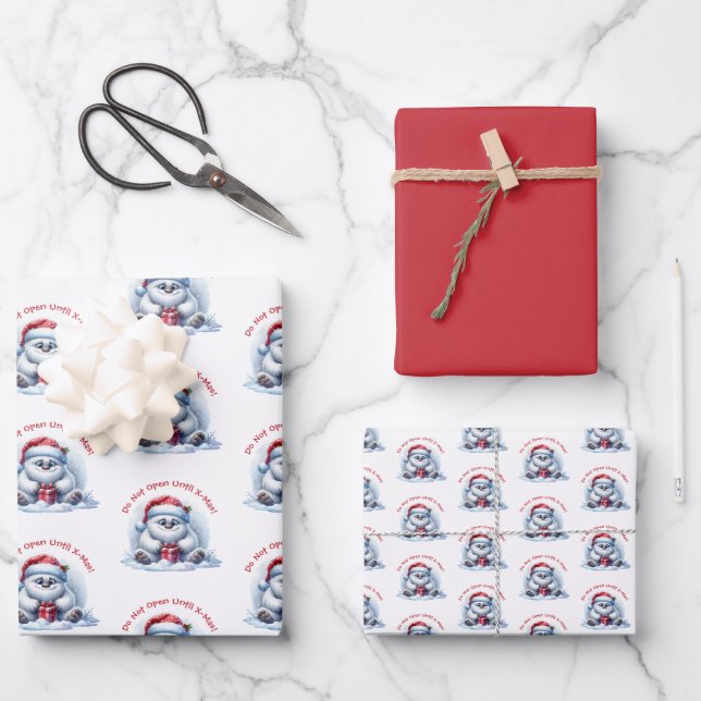 Yeti mit Geschenk - Nicht öffnen Geschenkpapier Set (Vorderseite)