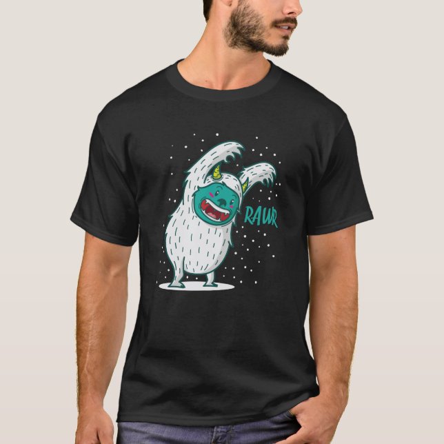 Yeti Monster erschrecken im Schnee T-Shirt (Vorderseite)