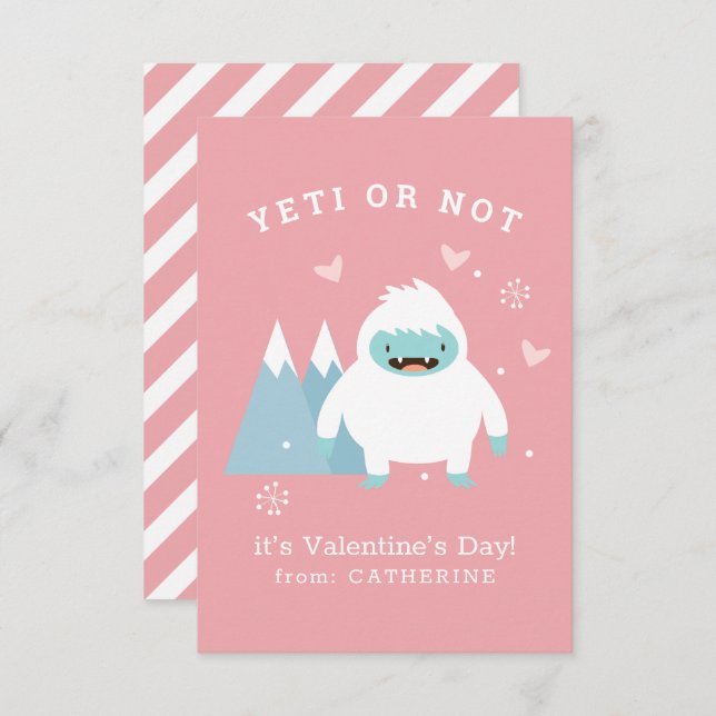 Yeti oder Nicht-Klassenzimmer Valentine Mitteilungskarte (Vorne/Hinten)