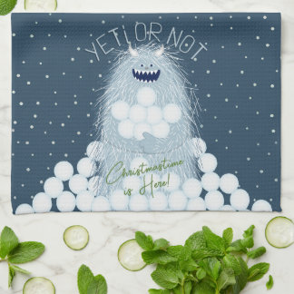 Yeti oder nicht, Weihnachtszeit ist hier Weihnacht Geschirrtuch