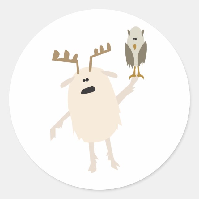 Yeti & Owl Runder Aufkleber (Vorderseite)