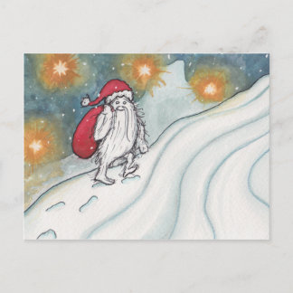 Yeti Santa Feiertagspostkarte