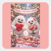 Yeti Sasquatch Paar Valentinstag-Aufkleber