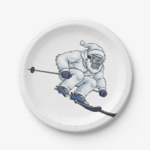 Yeti Schneemensch Skifahren Lustiger Urlaub