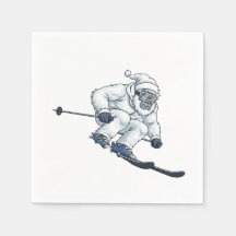 Yeti Schneemensch Skifahren Lustiger Urlaub