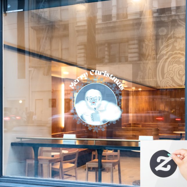 Yeti Snowflakes Window Decal - Fun Holiday Deco Fensteraufkleber (Café-Fenster)