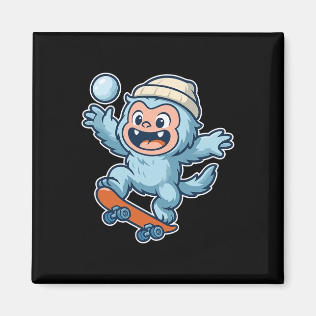 Yeti Snowll Skateboard Fun  Magnet (Vorne)