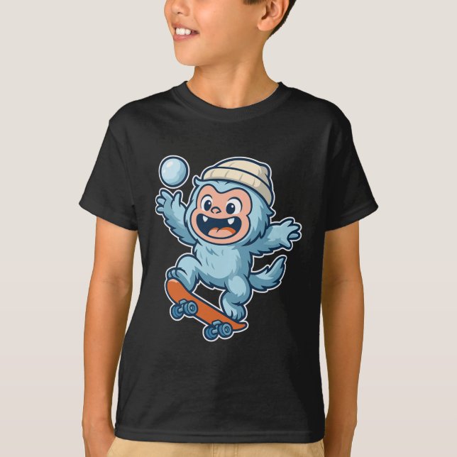 Yeti Snowll Skateboard Fun  T-Shirt (Vorderseite)