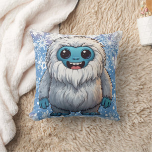 Yeti Stehend Niedlich Kawaii Snowflakes Kissen