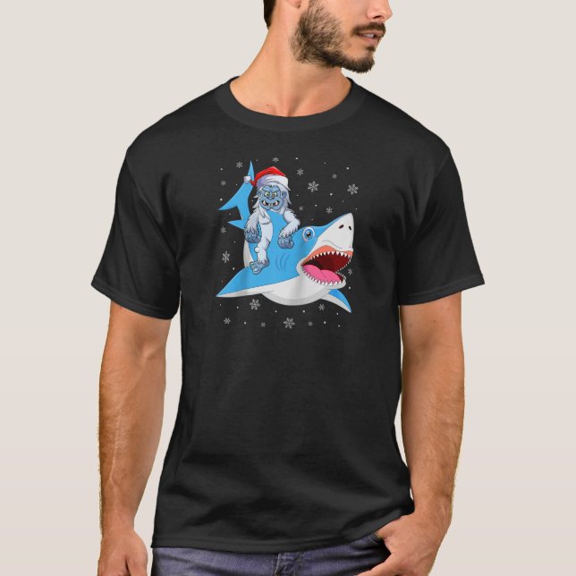 Yeti to Party Shark Xmas Weihnachtsfeier T-Shirt (Vorderseite)