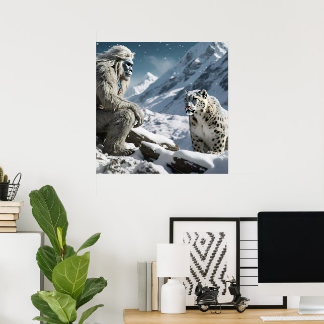 Yeti und das Snow Leopard Poster (Heimbüro)