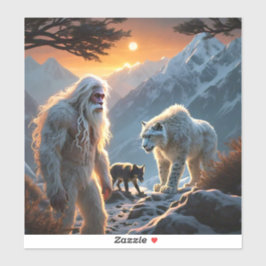 Yeti und der Schneeleopard Aufkleber