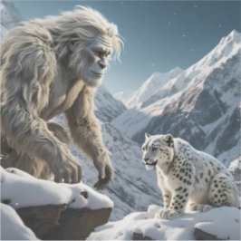 Yeti und der Schneeleopard Aufkleber