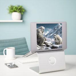 Yeti und der Schneeleopard Aufkleber