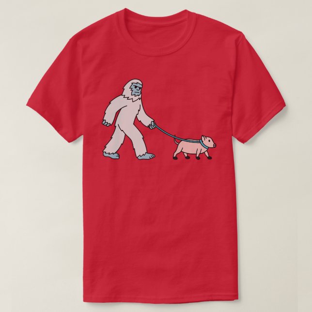 Yeti Walking Mini Pig Cryptozoology Pet Premium  T-Shirt (Design vorne)