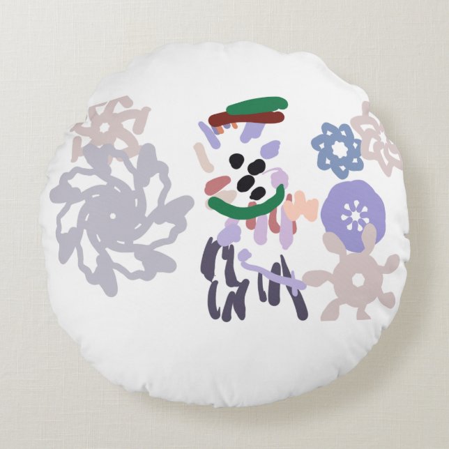 Yeti winter fun rundes kissen (Vorderseite)