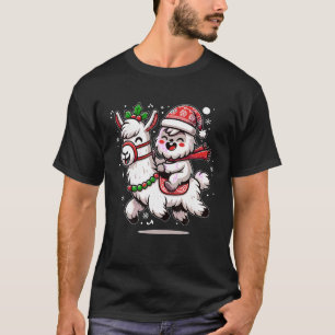Yeti zu Party mit Niedlichem Llama Weihnachten Paj T-Shirt