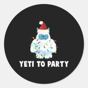 Yeti zu Party Yeti für Runder Aufkleber
