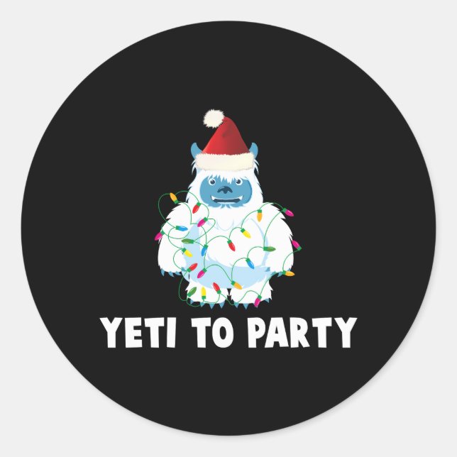 Yeti zu Party Yeti für Runder Aufkleber (Vorderseite)
