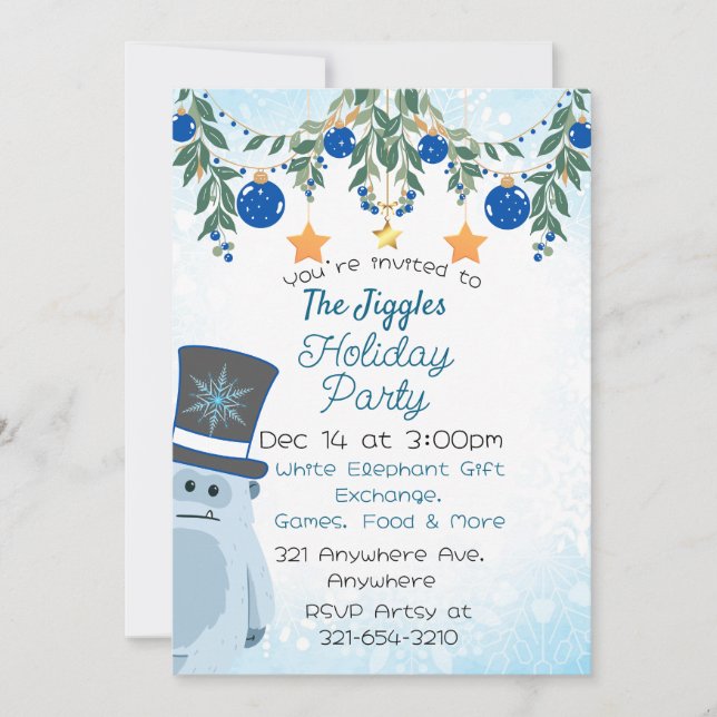 Yeti zum Party Einladung (Vorderseite)