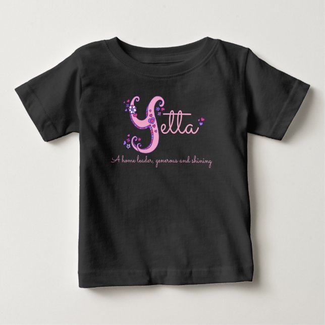 Yetta Girls Name bedeutet Y Mongram Herz Baby T-shirt (Vorderseite)