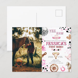 Yew Haw Disco Cowgirl Foto Rodeo Birthday Postkarte