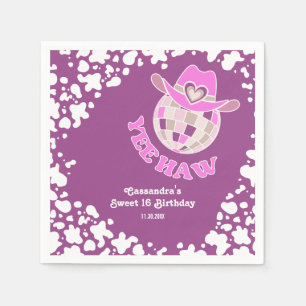 Yew Haw Lila Disco Cowgirl Rodeo Geburtstag Serviette