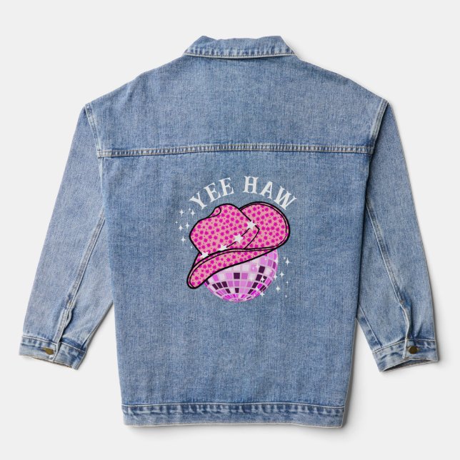 Yew Haw Pink Lila Cowgirl Disco Rodeo Jeansjacke (Rückseite)