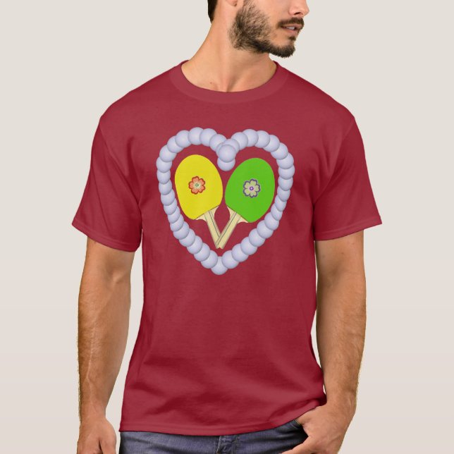YG Ping Pong Blume Herz T-Shirt (Vorderseite)