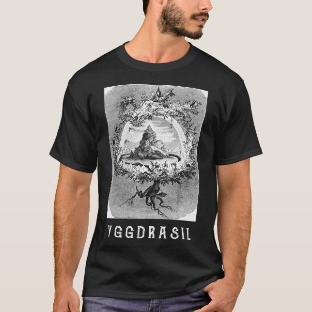 Yggdrasil Ash Tree Edda Valhalla Norse Cosmology T-Shirt (Vorderseite)