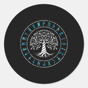 Yggdrasil Baum des Lebens Wikinger Runen Nordische Runder Aufkleber
