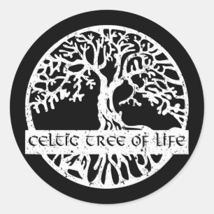 Yggdrasil Celtic Tree of Life Illustration Runder Aufkleber