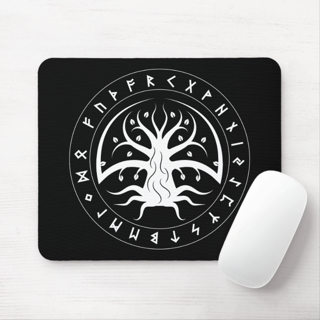 Yggdrasil Circle Runes Mouse Pad Mousepad (Mit Mouse)