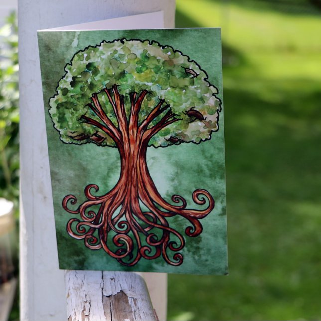 Yggdrasil Tree Norse Mythology Watercolor Card Karte (Von Creator hochgeladen)