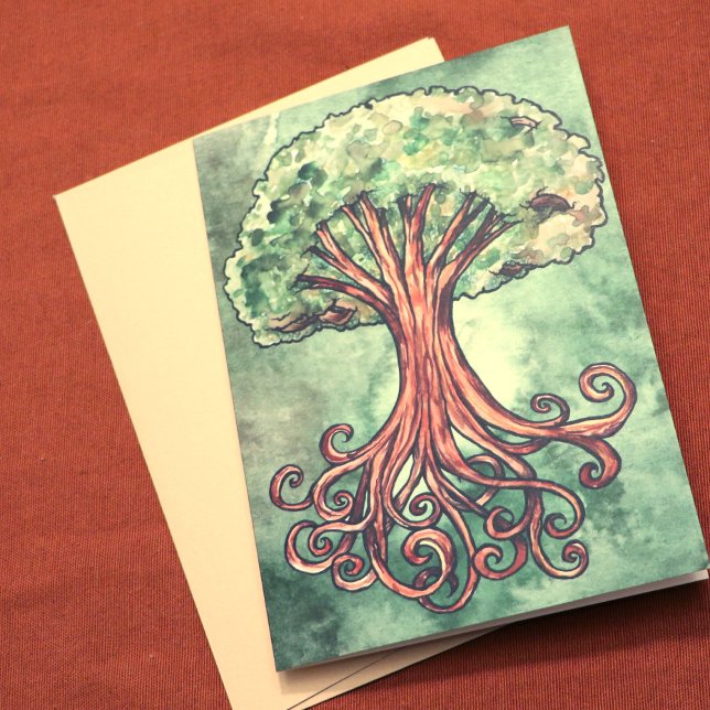 Yggdrasil Tree Norse Mythology Watercolor Card Karte (Von Creator hochgeladen)