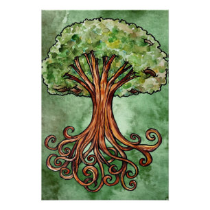 Yggdrasil Tree Norse Mythology Watercolor Poster