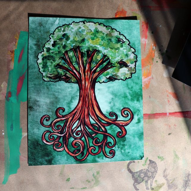 Yggdrasil Tree Norse Mythology Watercolor Poster (Von Creator hochgeladen)