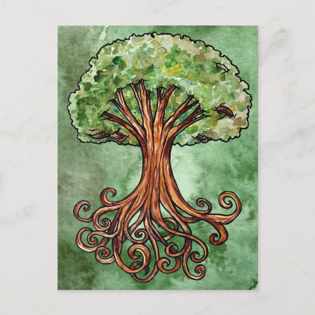 Yggdrasil Tree Norse Mythology Watercolor Postkarte (Vorderseite)