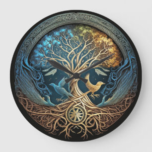 Yggdrasil Tree of Life Große Wanduhr