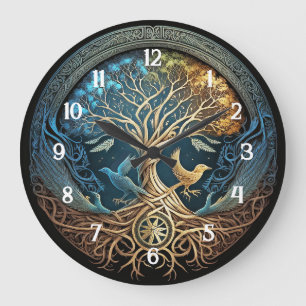Yggdrasil Tree of Life Große Wanduhr