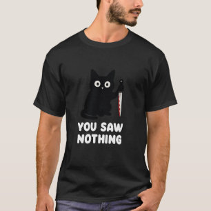 YHalloween ou sah Nothing Bloody Knife Cat Meme T-Shirt