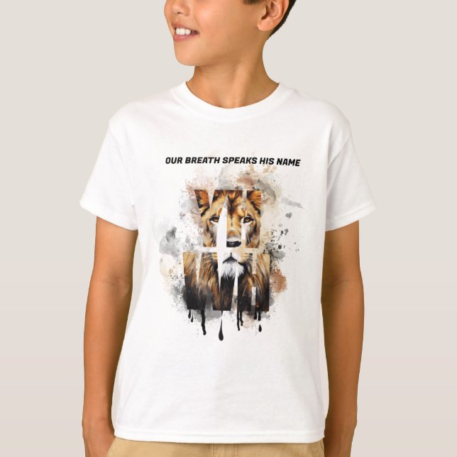 YHWH Löwe Christliches T-Shirt (Vorderseite)