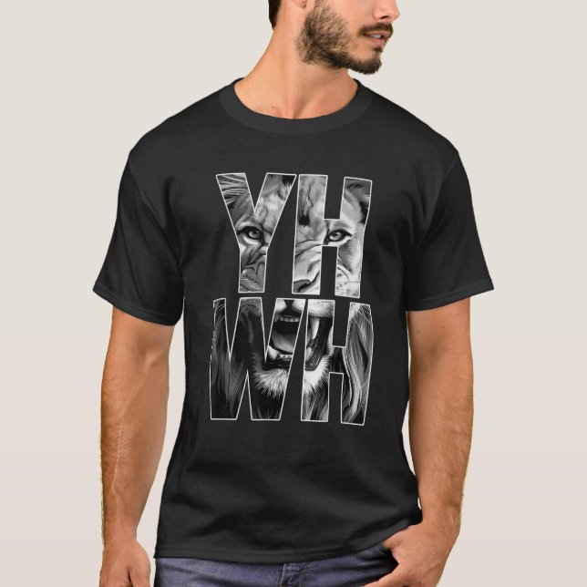 Yhwh Löwe von Judah Yahweh auf Hebräisch Jesus Chr T-Shirt (Vorderseite)