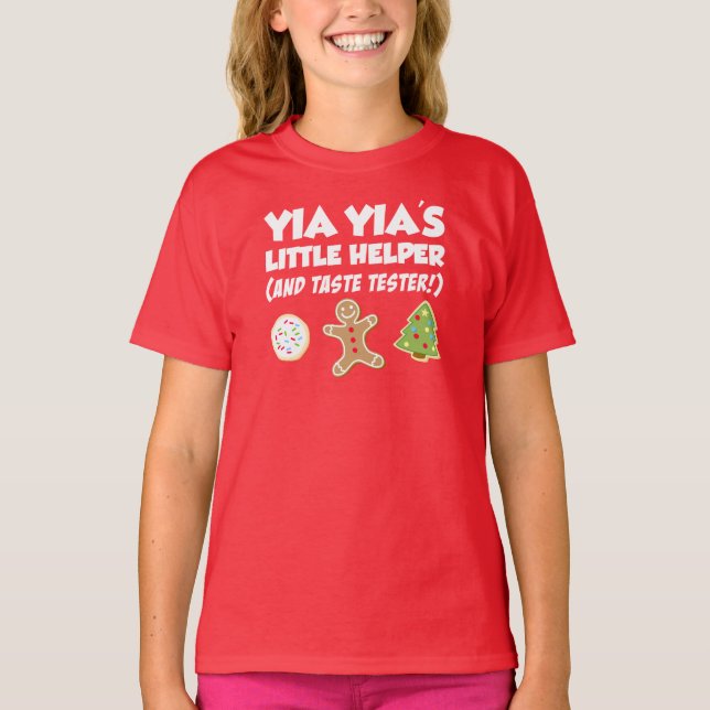 Yia Yias kleiner Helfer Weihnachtskekse-T - Shirt (Vorderseite)