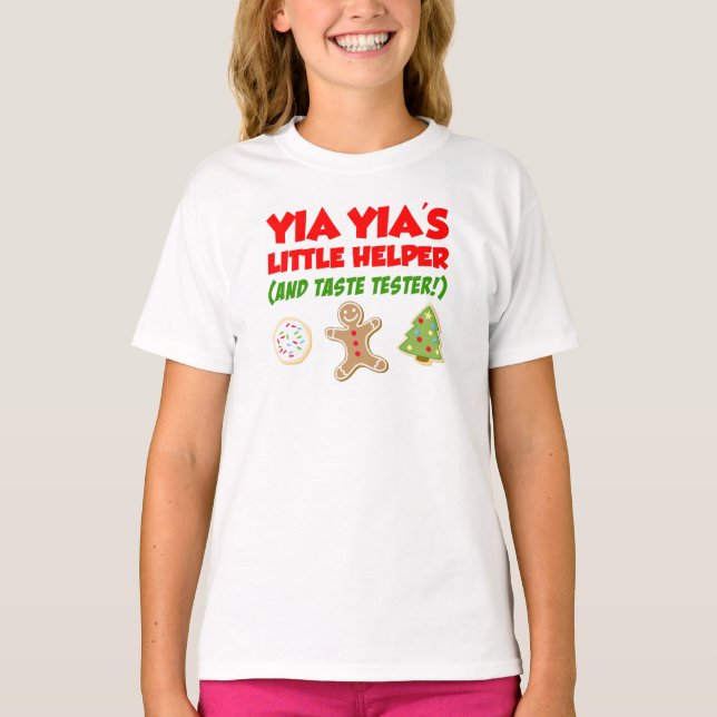 Yia Yia's Little Helper Christmas Cookies T-Shirt (Vorderseite)