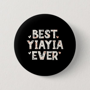 Yiayia Ever Floral Family Liebe Herz Yia-yia Button